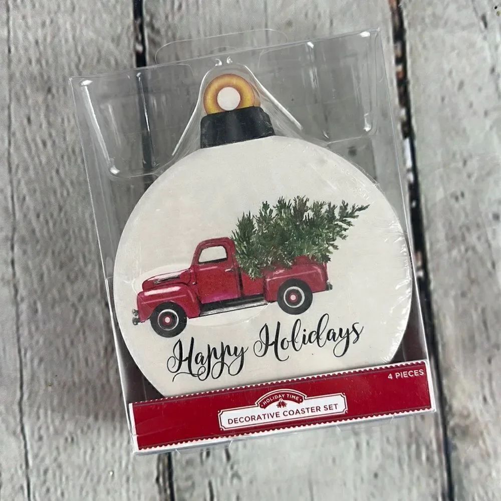Holiday Time Decorative Coaster Set NWT